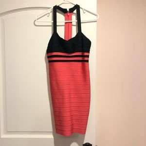 Bebe pink & black going out dress